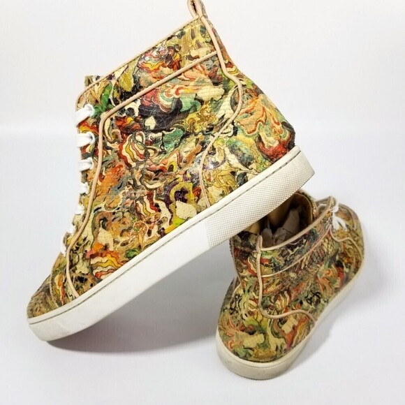 Christian Louboutin Multicolor Python Rantus Orlato High Top Sneakers 9.5 Y2k - Picture 2 of 12